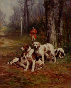 Charles Olivier De Penne : hunting dogs at rest